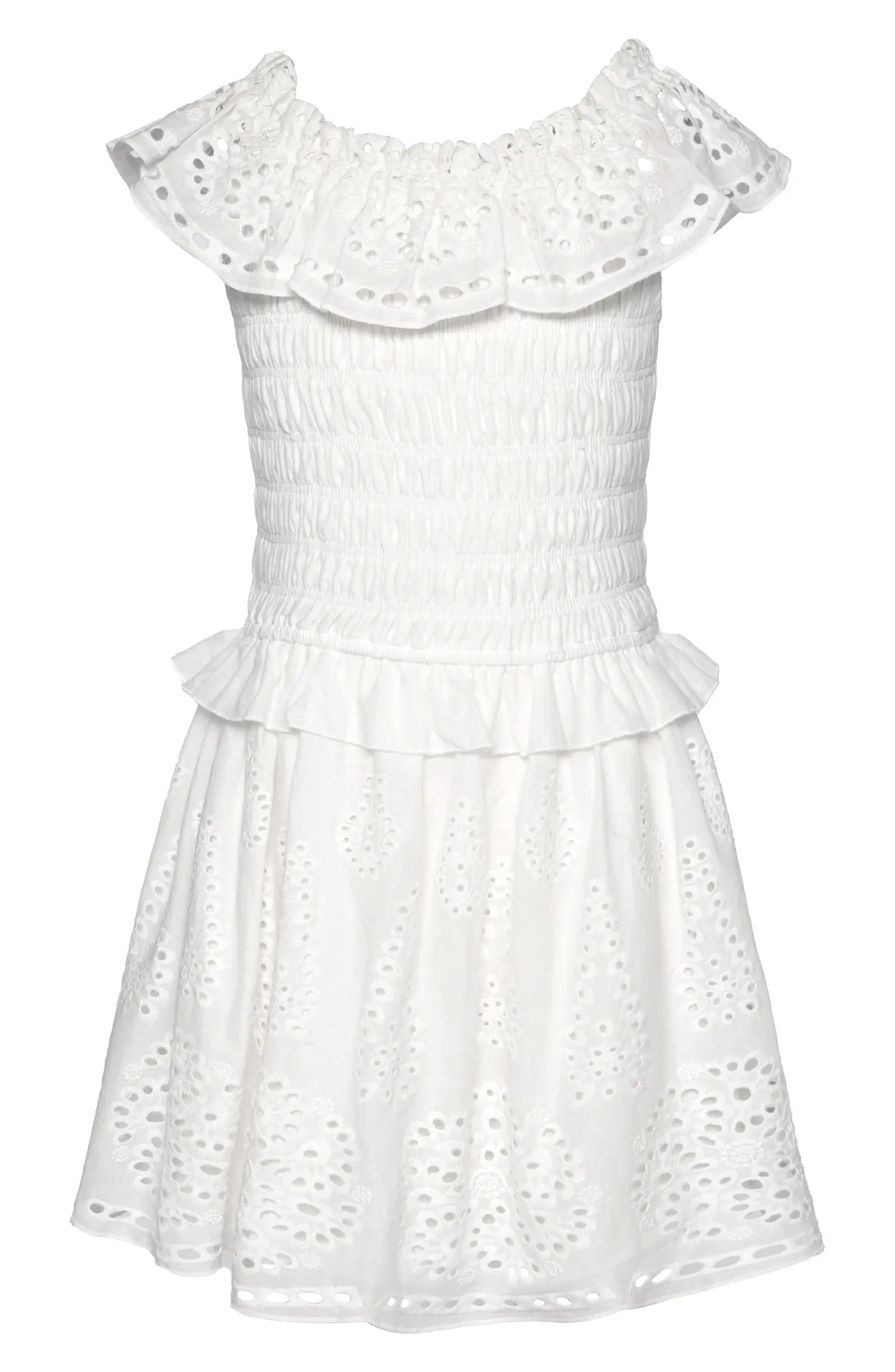 Kids' Shirred Cotton Eyelet Dress | Nordstrom