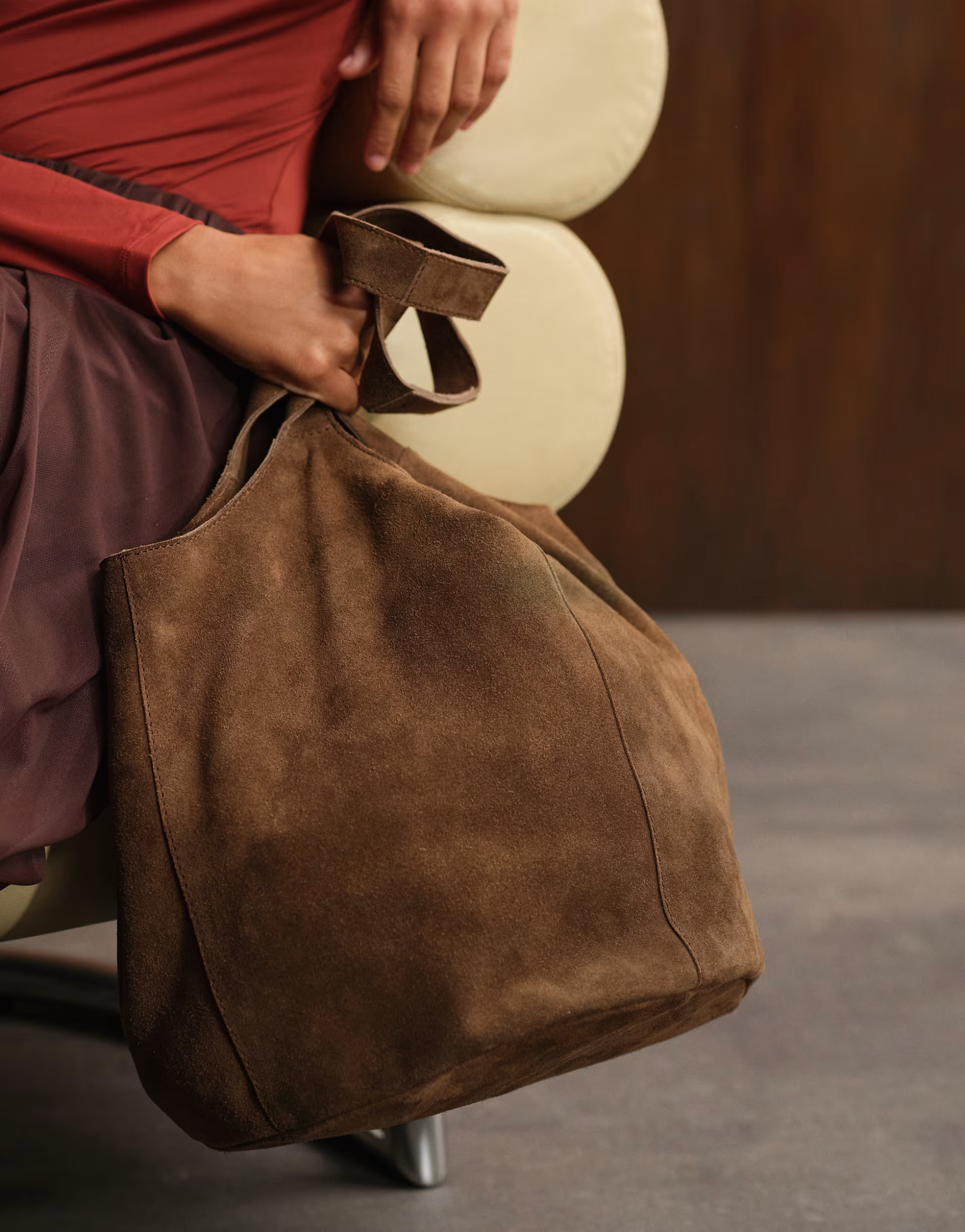 ASOS DESIGN suede slouch tote bag in light chocolate | ASOS (Global)