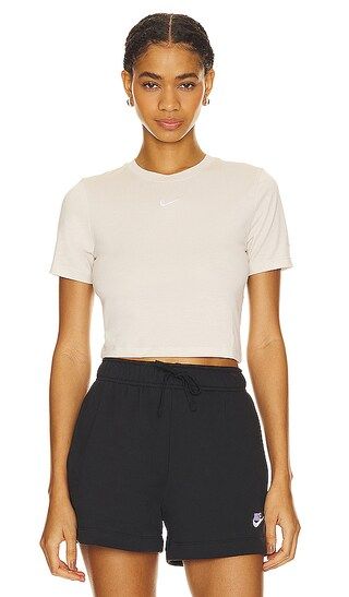 Essential Slim Fit Crop T-shirt in Orewood Brown & White | Revolve Clothing (Global)