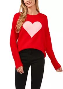 Women's Crew Neck Heart Printed Sweater | Belk