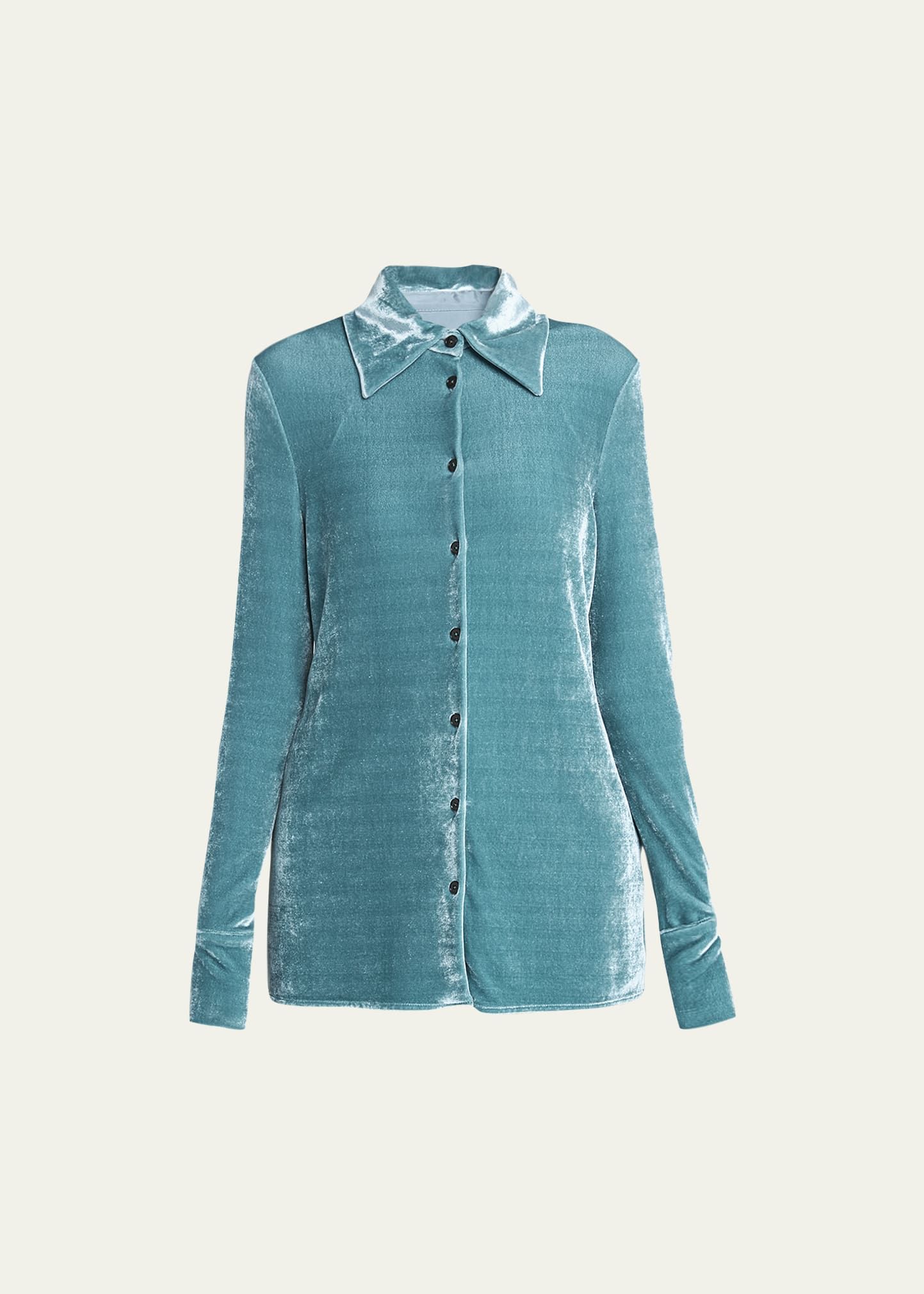 Jil Sander Velvet Slim-Fit Collared Shirt | Bergdorf Goodman