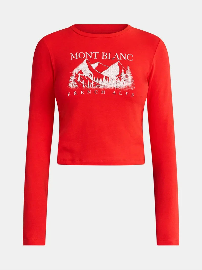 No Boundaries Baby Tee with Long Sleeves, Women’s | Walmart (US)