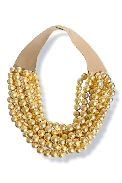 Kira Gold Hammered Bead Statement Necklace | The Willow Tree