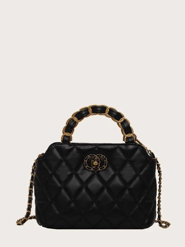 Quilted Satchel Bag | SHEIN