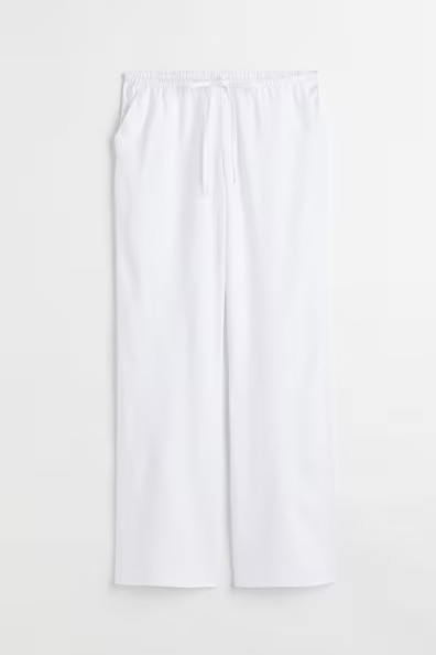 H & M - Linen-blend Pull-on Pants - White | H&M (US + CA)