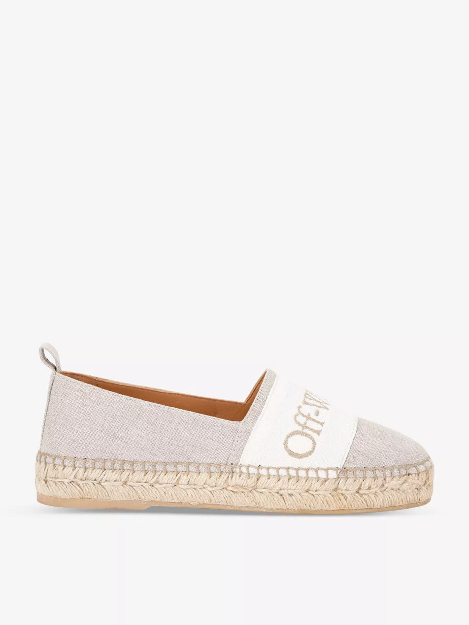 Bookish logo-pattern canvas espadrilles | Selfridges
