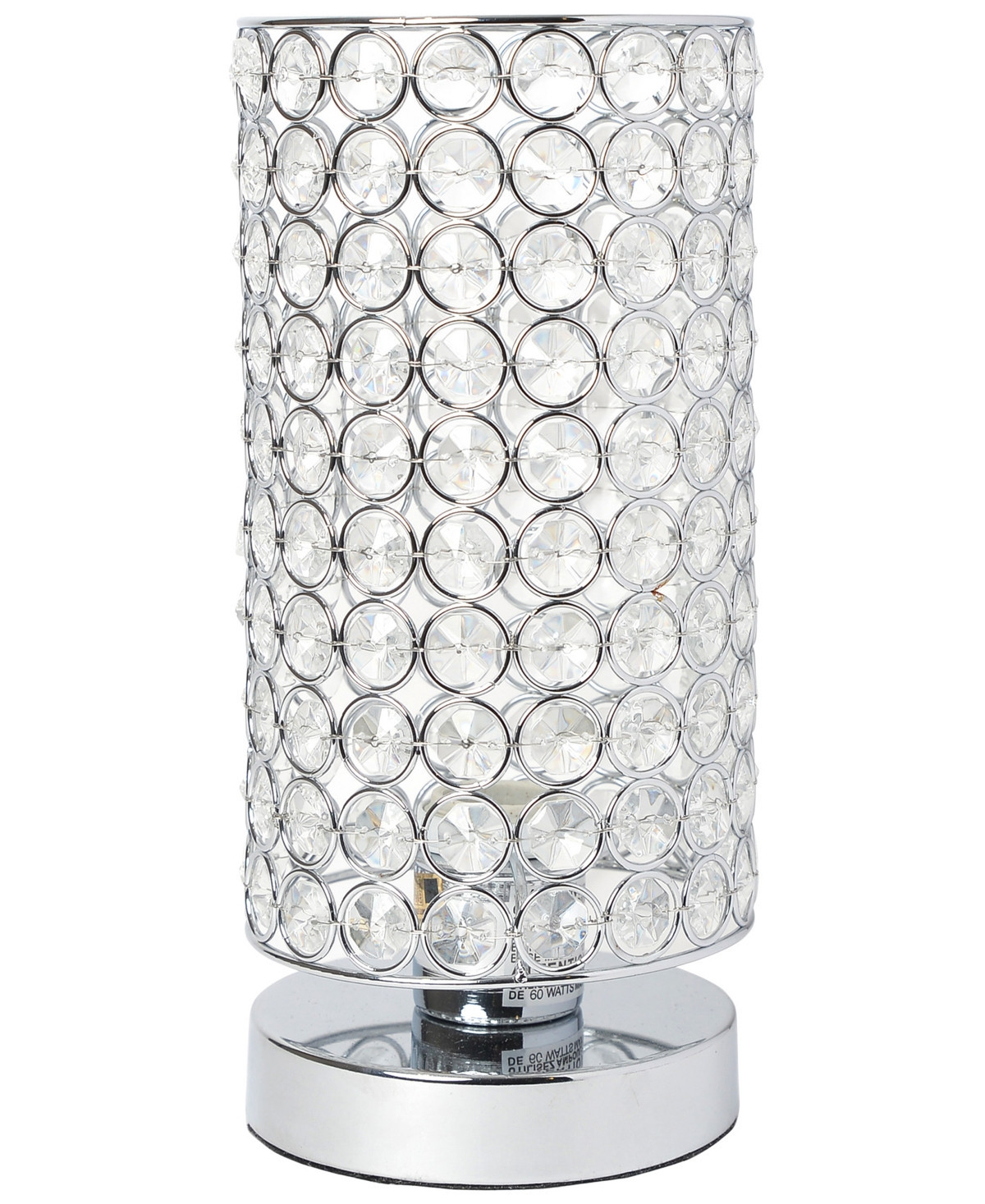 Elegant Designs Elipse Crystal Bedside Nightstand Cylindrical Uplight Table Lamp - Chrome | Macy's
