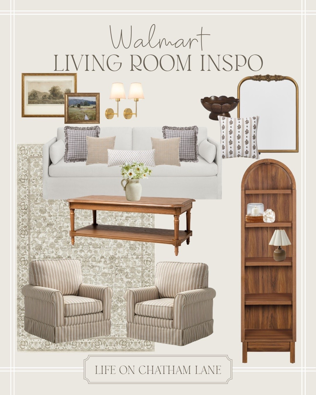 Walmart living room inspo 🤎 How pretty are these neutral striped accent chairs? I love these pattern throw pillows, too. 😍

#LTKHome
