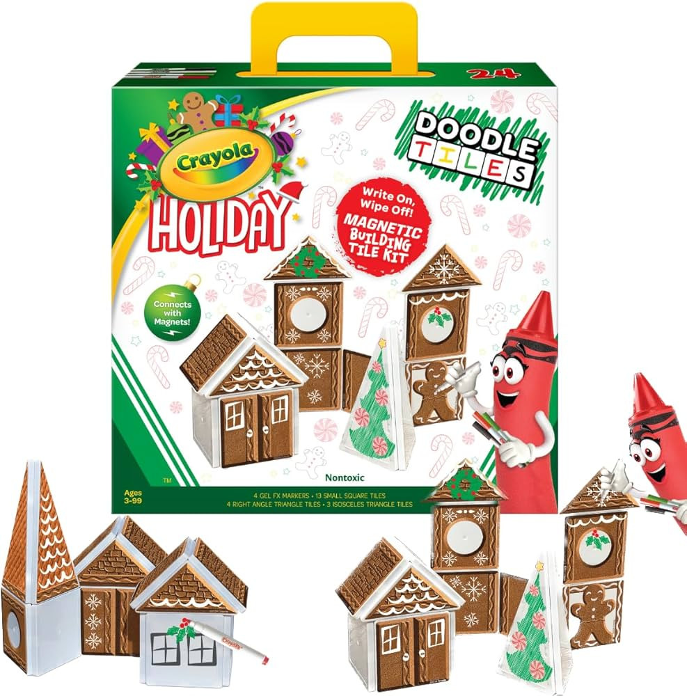 CreateOn Crayola Holiday Gingerbread House Magnetic Tiles, Magnetic Kids Building Toys, Education... | Amazon (US)