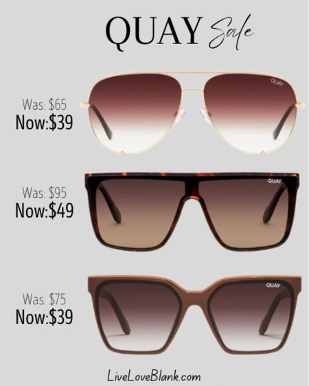 Quay sunglasses on sale
Select pairs only $39!
#ltku
Mother’s Day gift ideas 

#LTKfindsunder50 #LTKsalealert #LTKGiftGuide