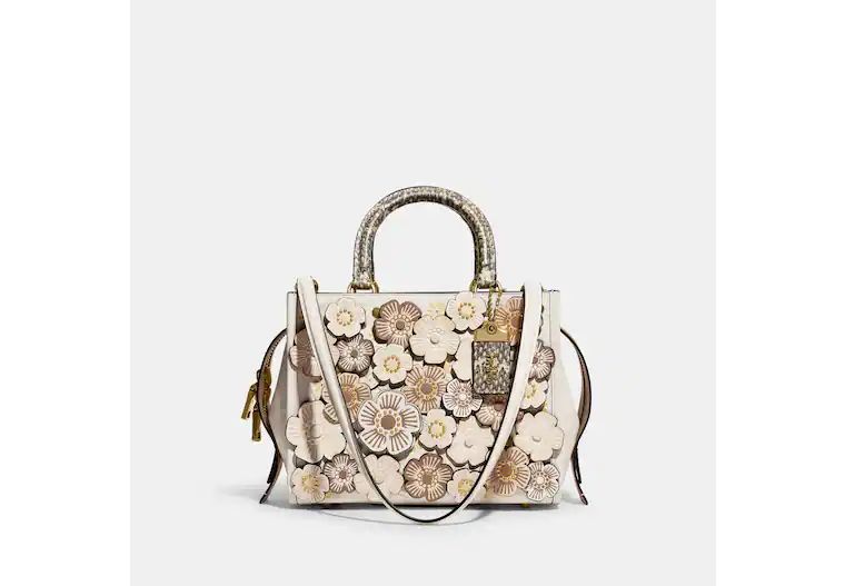 Rogue 25 In Colorblock With Tea Rose And Snakeskin Detail | Coach (US)