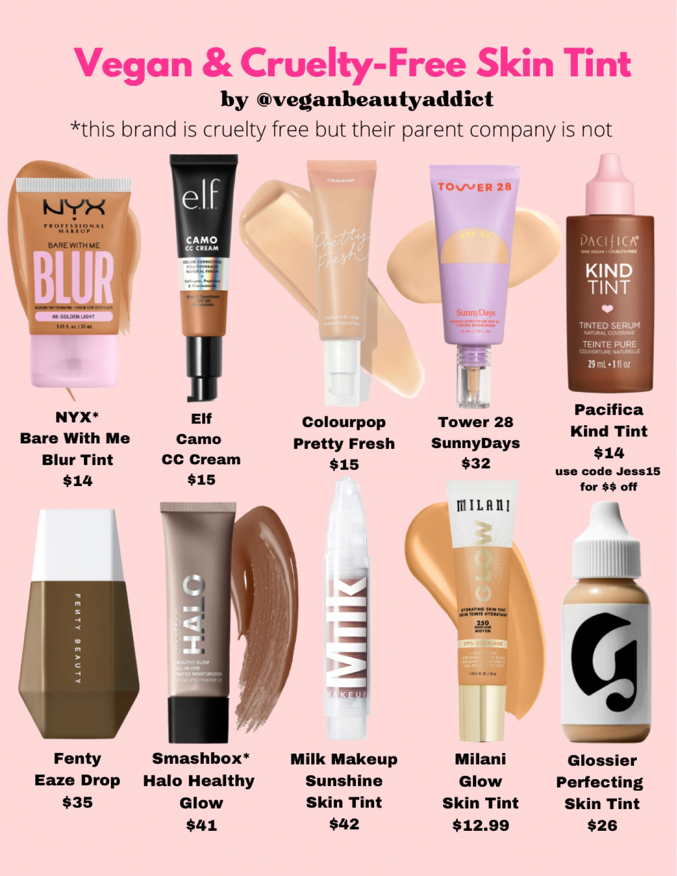 CRUELTY-FREE & VEGAN SKIN TINTS 🐇💖🌱 I asked what you would like to see and I got a lot of requests for tinted moisturizers and skin tints! These are some of my personal favorites and a few that I know a lot of people love! What are your favs? If you're looking for more options, there is a full blog post new on my website! 

#veganskincare #crueltyfreeskincare #elfcosmetics #skincare #drugstoreskincare #sephora #crueltyfree #veganbeautyreview #vegansofig #tower28 #pacificabeauty #ulta #veganbeautyaddict #glossier #tintedmoisturizer #crueltyfreemakeup Cruelty Free Skincare, Vegan Skincare, Tinted Moisturizer, Skin Tint, Milk Makeup, Tower 28, Glossier, Pacifica, Milani, Fenty, Smashbox, Elf Cosmetics, NYX, Colourpop

#LTKunder50 #LTKbeauty #LTKunder100