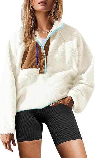 Yanekop Womens Fleece Pullover Jacket Sherpa Sweatshirt with Pockets | Amazon (US)
