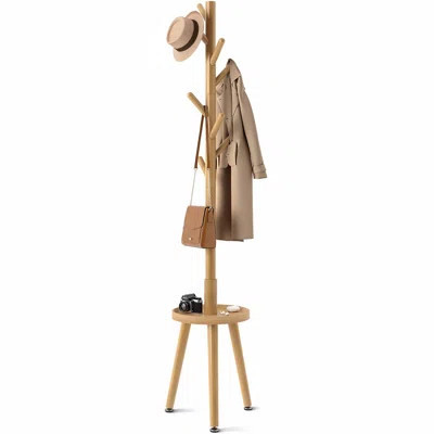 Coat Rack, Wooden Coat Rack Freestanding With Shelf, Coat Hanger, (Natural) | Wayfair North America