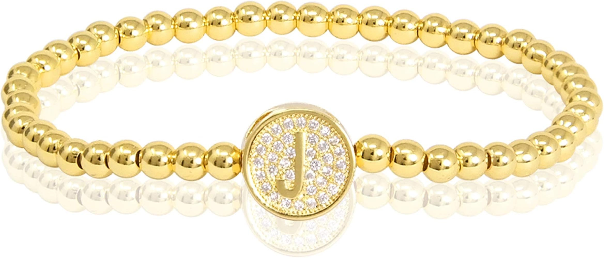 by you Initial Bracelets for Women 26 Letters Alphabet Round Charm Stainless Steel Gold Silver Be... | Amazon (US)