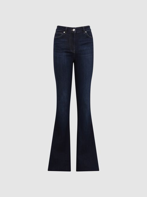 Reiss Dark Indigo Beau High Rise Skinny Flared Jeans | Reiss UK