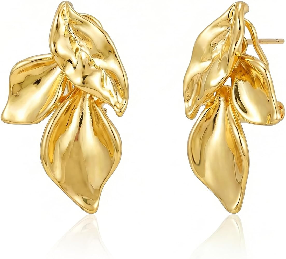 Jean Beau Chunky Gold Stud Earrings for Women Trendy Gold Plated Dangle Drop Prom Birthday Fashio... | Amazon (US)