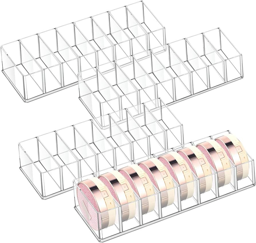 4 Pieces Acrylic Makeup Compact Organizer Detachable Clear Vanity Organizer Stand Makeup Organize... | Amazon (US)