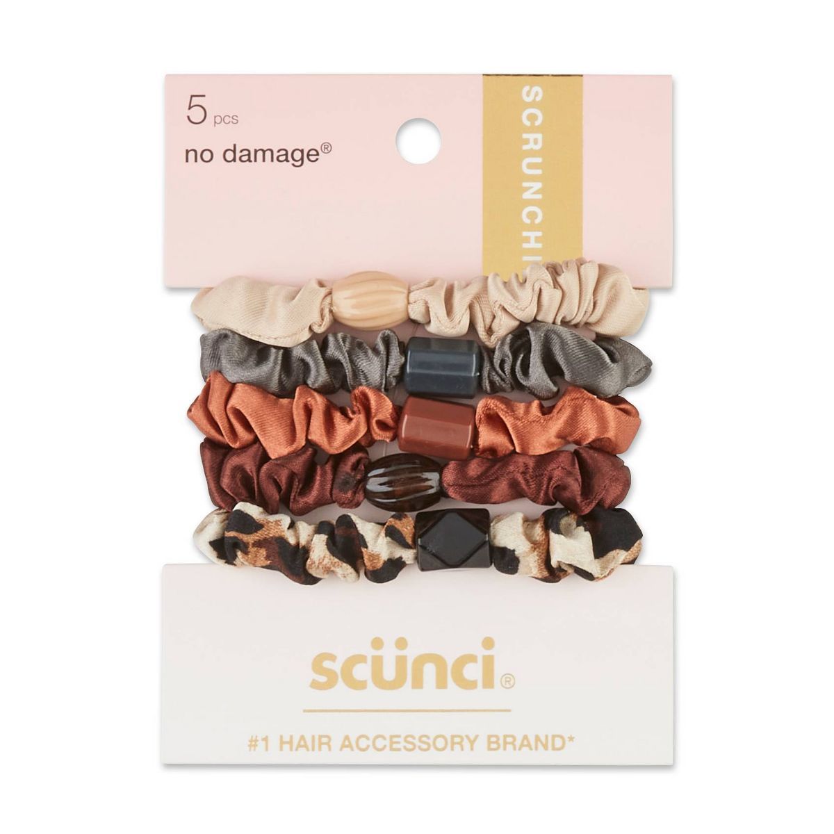 scunci Basic Beaded Satin Mini Scrunchie - 5ct | Target