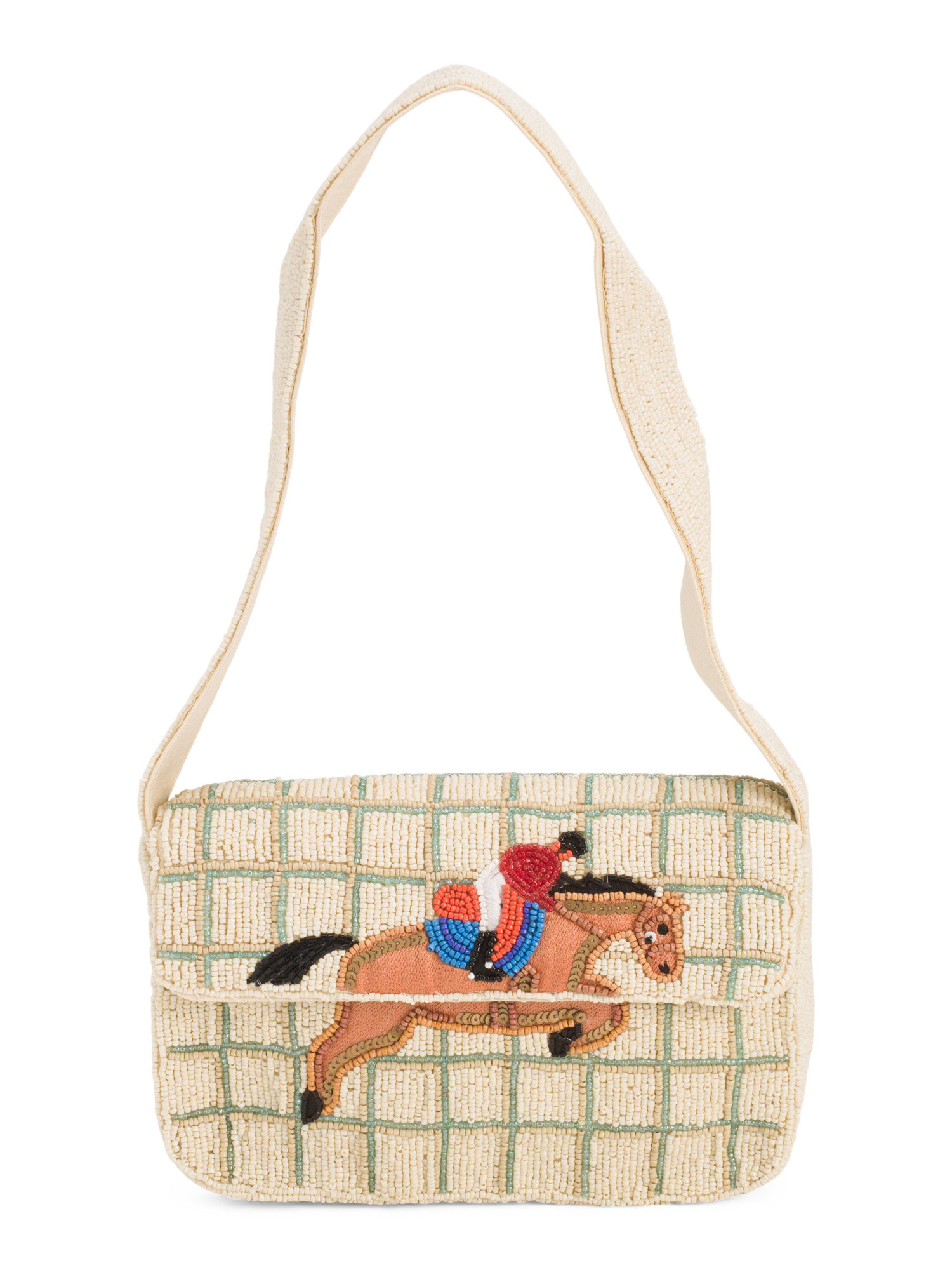 Equestrian Motif Fully Beaded Shoulder Bag | Handbags | Marshalls | Marshalls
