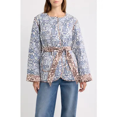 Hill House Home Quilted Belted Jacket in Paisley Floral Block at Nordstrom, Size X-Large | Nordstrom