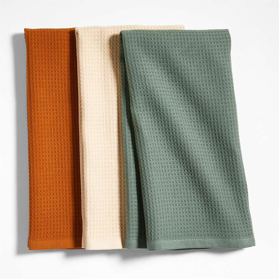 Nkukuo Towuro Ginger Beige, Saffron Yellow, and Pepper Black Organic Dish Towels, Set of 3 by Eri... | Crate & Barrel