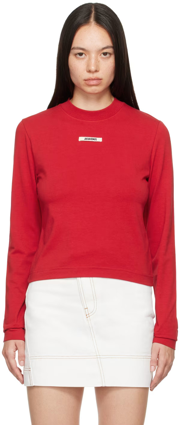 Red La Casa 'Le t-shirt Gros Grain manches longues' Long Sleeve T-Shirt | SSENSE