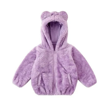 Jandel Winter Baby Kids Fleece Coat Boys Girls Warm Hooded Outwear Coral Fleece Plush Comfortable Bl | Walmart (US)