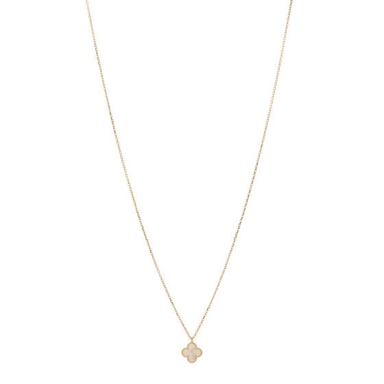 VAN CLEEF & ARPELS 18K Yellow Gold Mother of Pearl Sweet Alhambra Pendant Necklace | FASHIONPHILE (US)