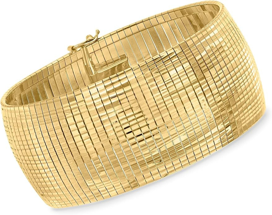 Ross-Simons Italian 18kt Gold Over Sterling Diamond-Cut and Polished Omega Bracelet | Amazon (US)