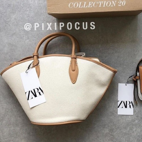 ZARA NWT CANVAS BASKET BAG ECRU CROSSBODY STRAP FAUX LEATHER MEDIUM SIZE  | eBay | eBay US