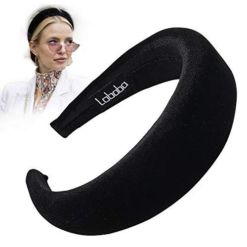 Ivyu Headbands, Headband for Women - Black Velvet Padded Hair Accessories, Hair Bands for Girls, Vintage Wide Band Head Hair Bands, Boho Style | Amazon (US)