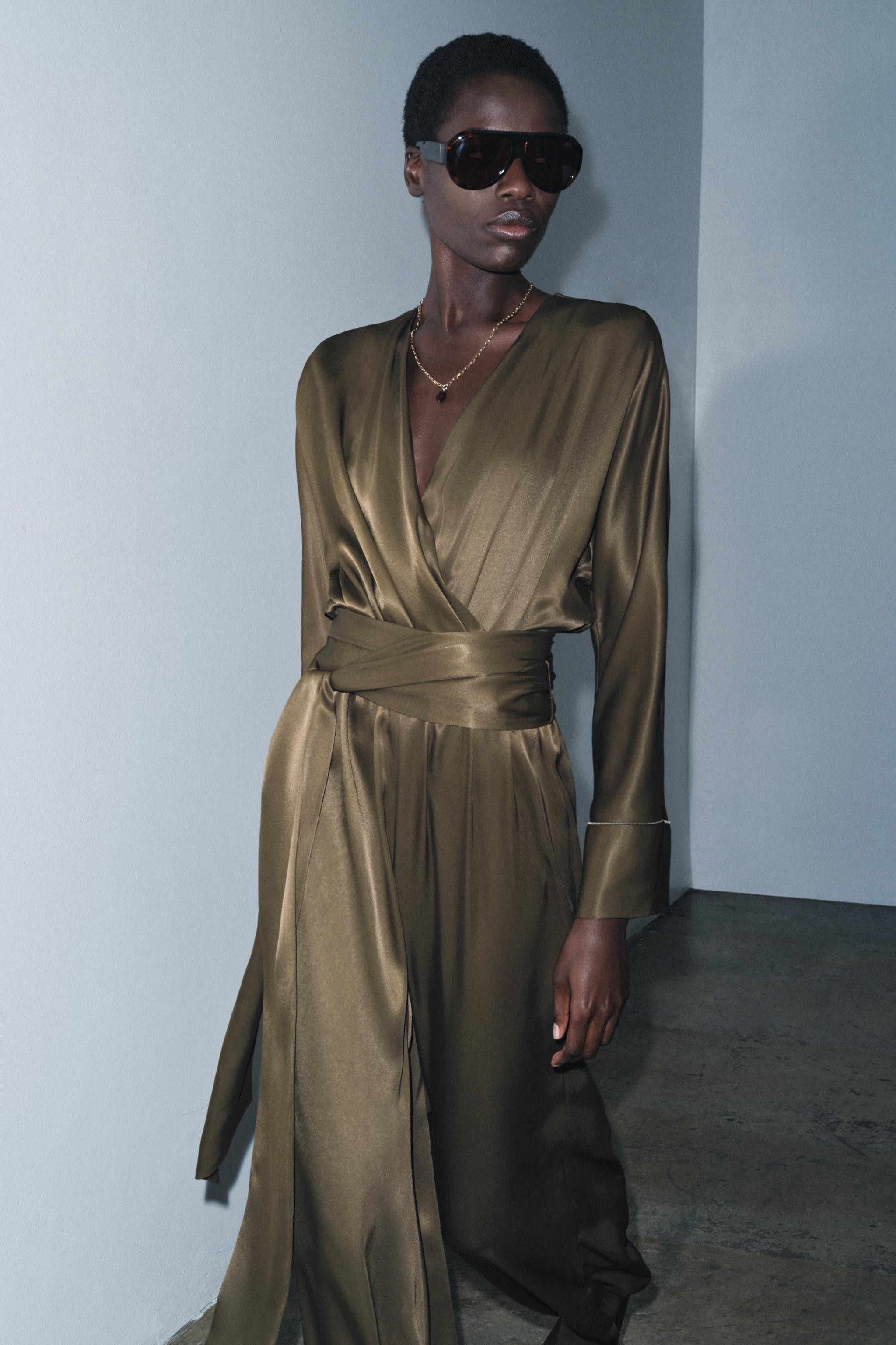 ZW COLLECTION SATIN JUMPSUIT WITH PUFFED HEMS | Zara US