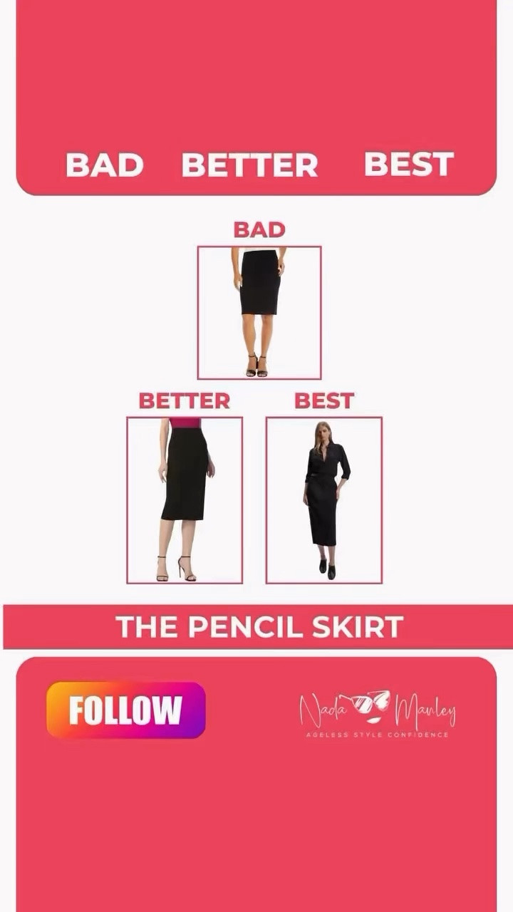 The pencil skirt is back and it’s most versatile in a substantial knit. You want a sleek but not stretchy style and a knee or midi length for the most modern look.