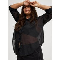 Sheer Button-Up Shirt in Black | Torrid (US & Canada)