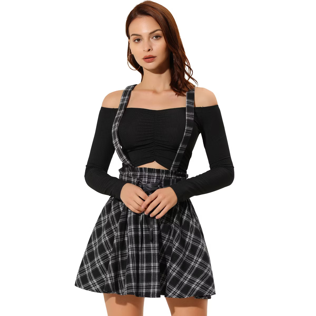 Allegra K Women's Gothic Plaid High Waisted Detachable Suspender Skirts | Target