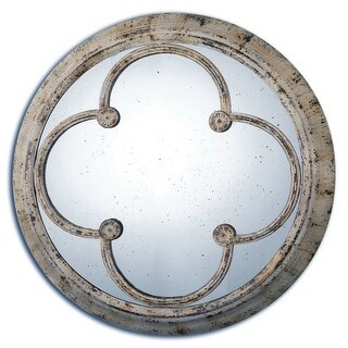Uttermost 13884 Livianus 37" Round Rustic Farmhouse Wall Mirror with - Distressed Rust Ivory (Distre | Bed Bath & Beyond
