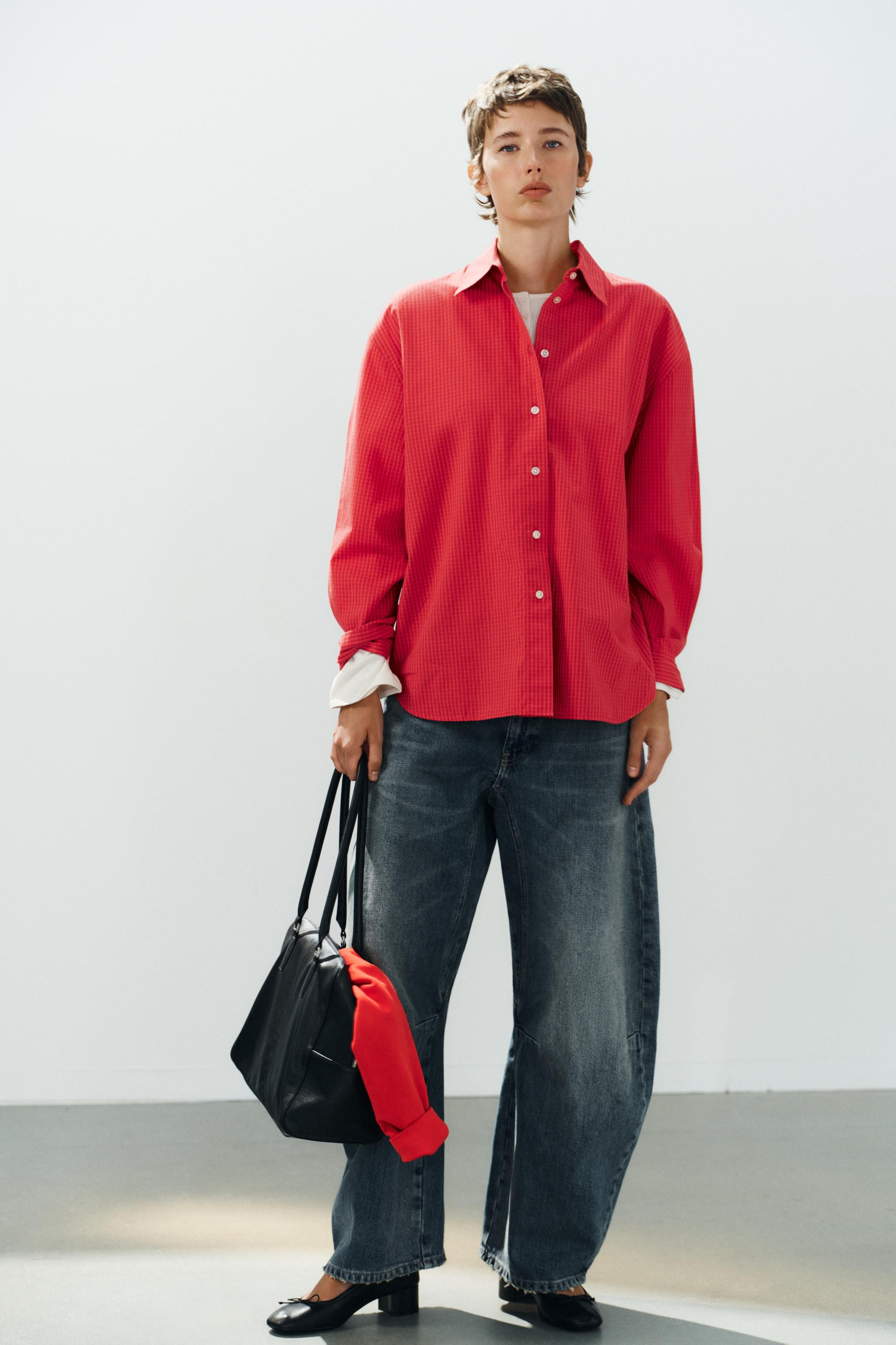 OVERSIZED PLAID POPLIN SHIRT | Zara US