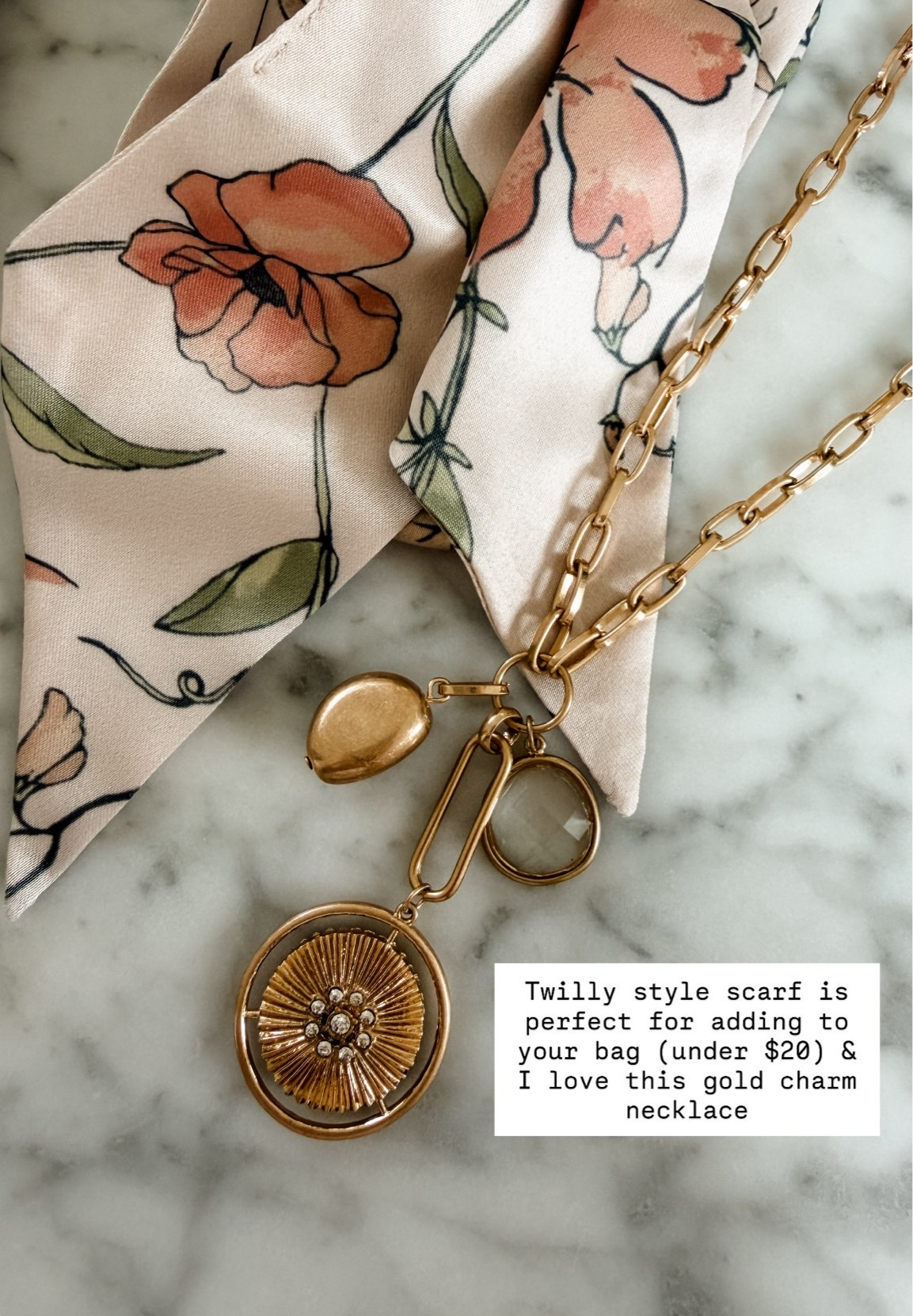 These feminine pieces have been living rent free in my mind recently 😍

Loverly Grey, Target find, floral silk scarf, floral satin scarf, charm necklace