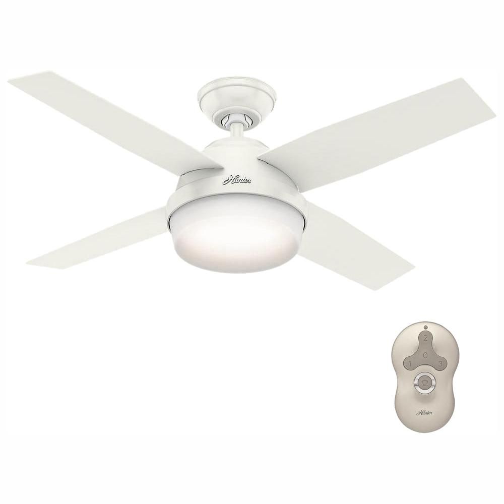 Hunter Dempsey 44 in. LED Indoor Fresh White Ceiling Fan with Universal Remote 59246 - The Home D... | The Home Depot