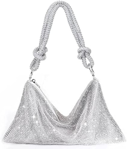 TOPALL Rhinestone Purse Sparkly Bag Silver Diamond Purses for Women Upgrade Evening Prom Rhinesto... | Amazon (US)