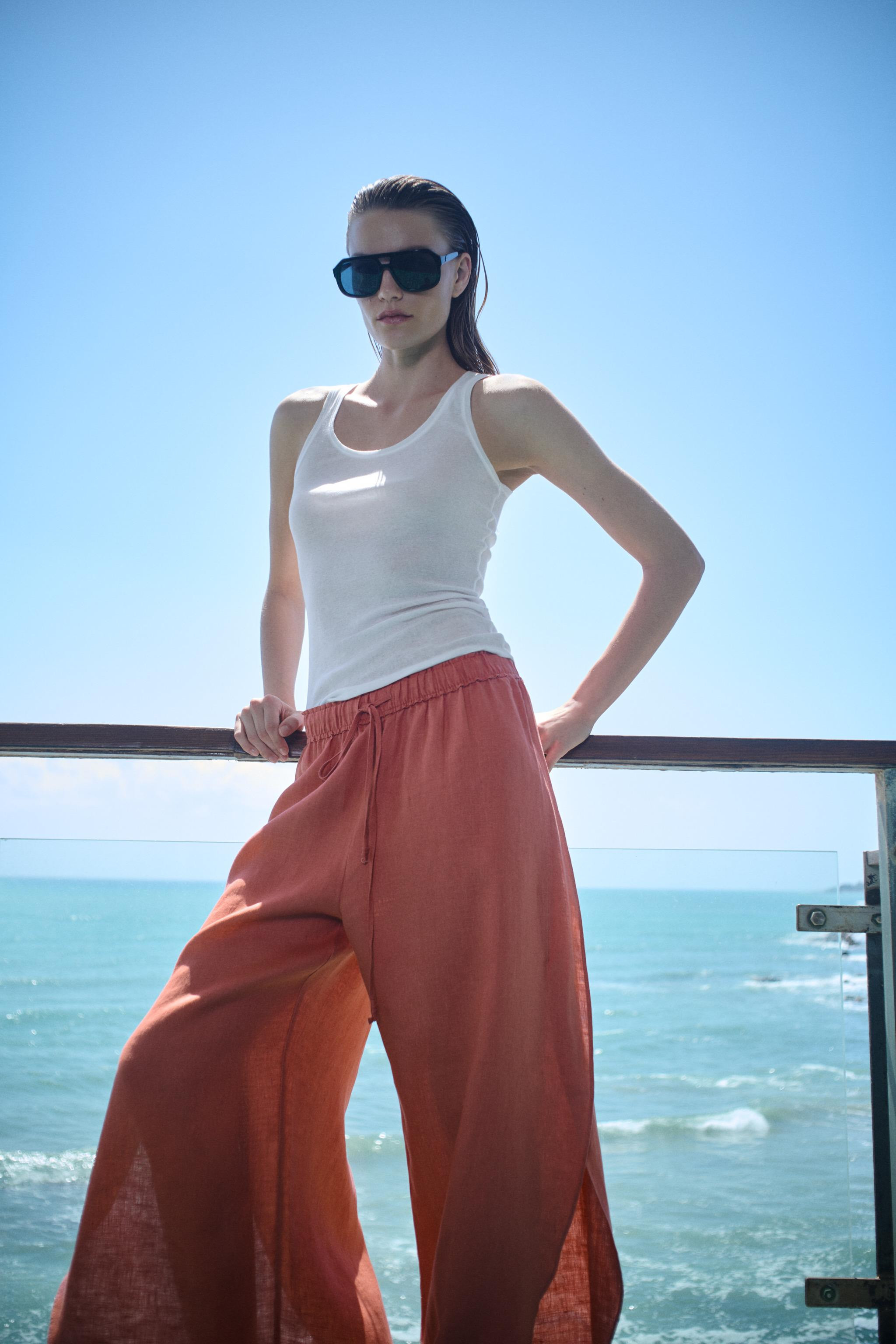 100% LINEN PANTS WITH SIDE VENTS ZW COLLECTION | Zara US