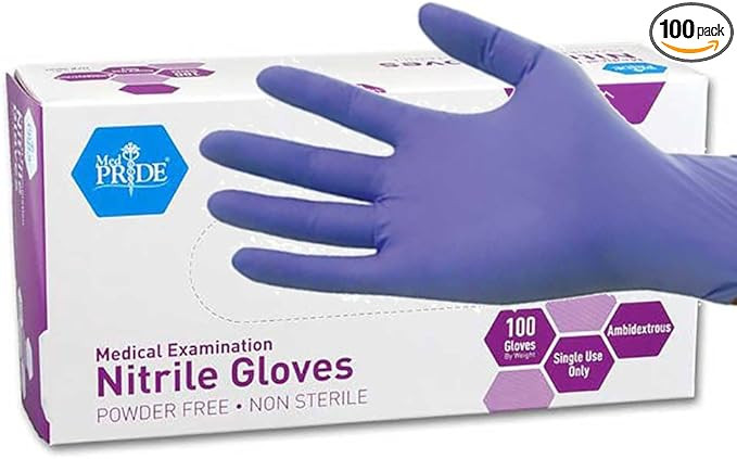 MedPride Powder-Free Nitrile Exam Gloves, Iris Blue, Medium, Box/100 | Amazon (US)