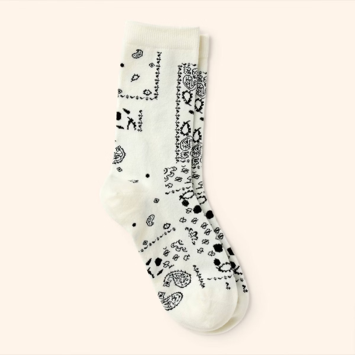 Adult Bandana Print Crew Socks - Woolrich x Target Cream | Target