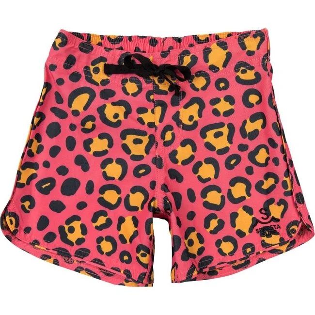 Boys Calico Crab Boardshorts, Salmon | Maisonette