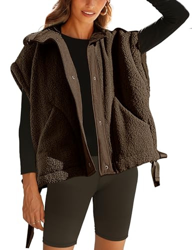 Yeokou Women's Fleece Vest Casual Sleeveless Button Down Winter Warm Sherpa Jacket with Pockets | Amazon (US)