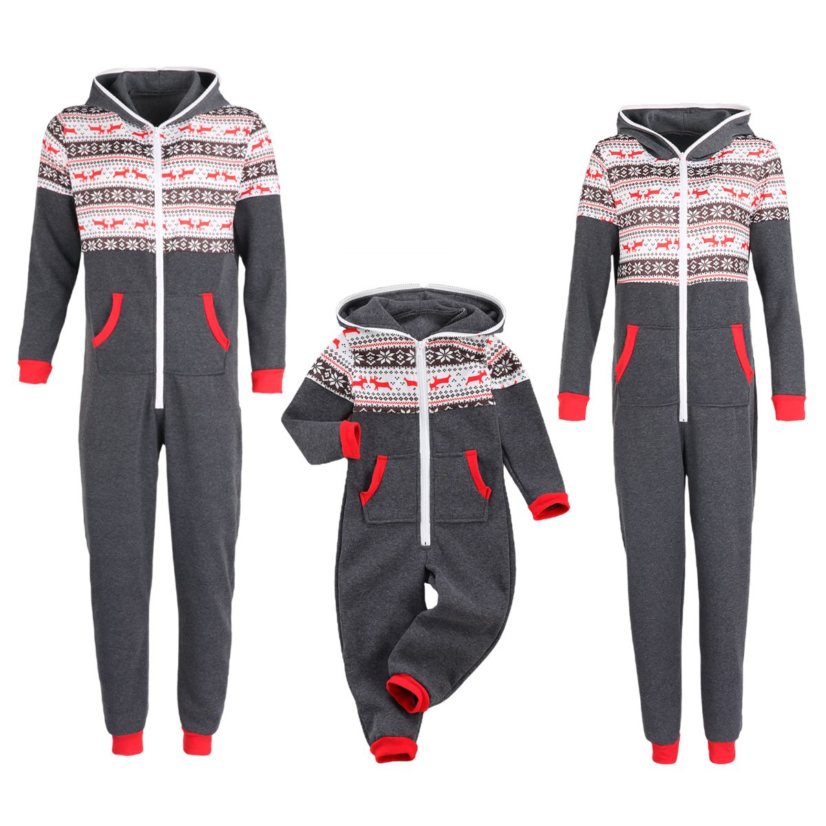 Christmas Family Matching Pajamas Set Women Men Kid Baby Gray Striped Jumpsuit Sleepwear Nightwea... | Walmart (US)