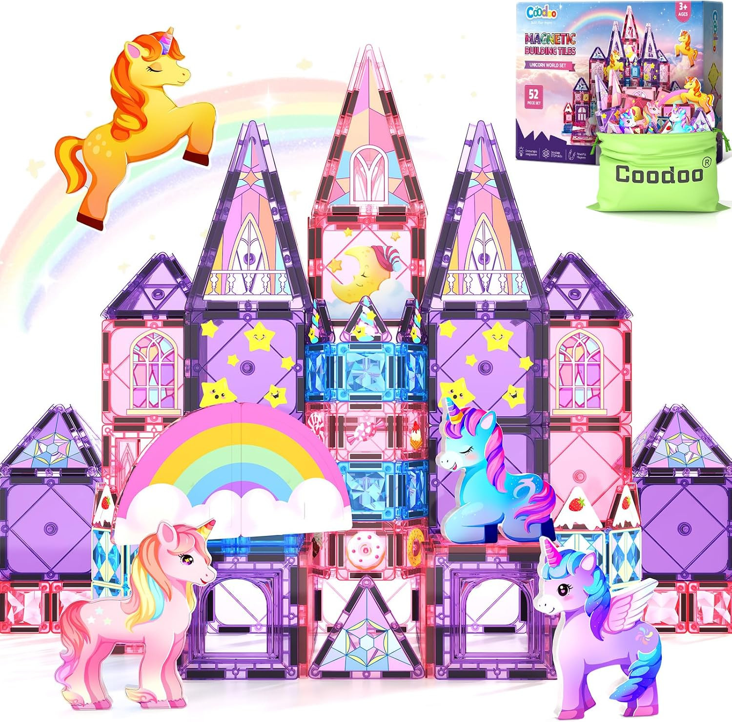 Magnetic Tiles Unicorn Toys for Girls Kids, Princess Magnetic Blocks Castle | Amazon (US)