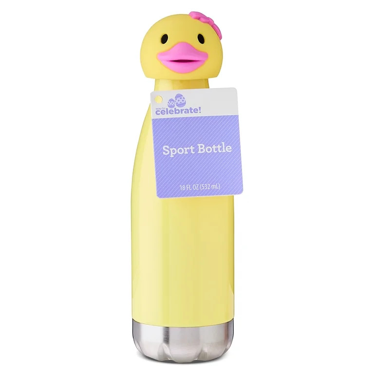 Plastic Duck Sport Bottle, Yellow, 18 fl oz, Easter by Way To Celebrate | Walmart (US)