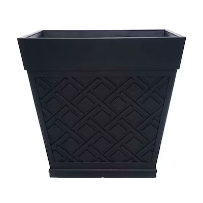 allen + roth  Extra Large (65+-Quart) 16-in W x 16-in H Black Mixed/Composite Planter with Drain... | Lowe's